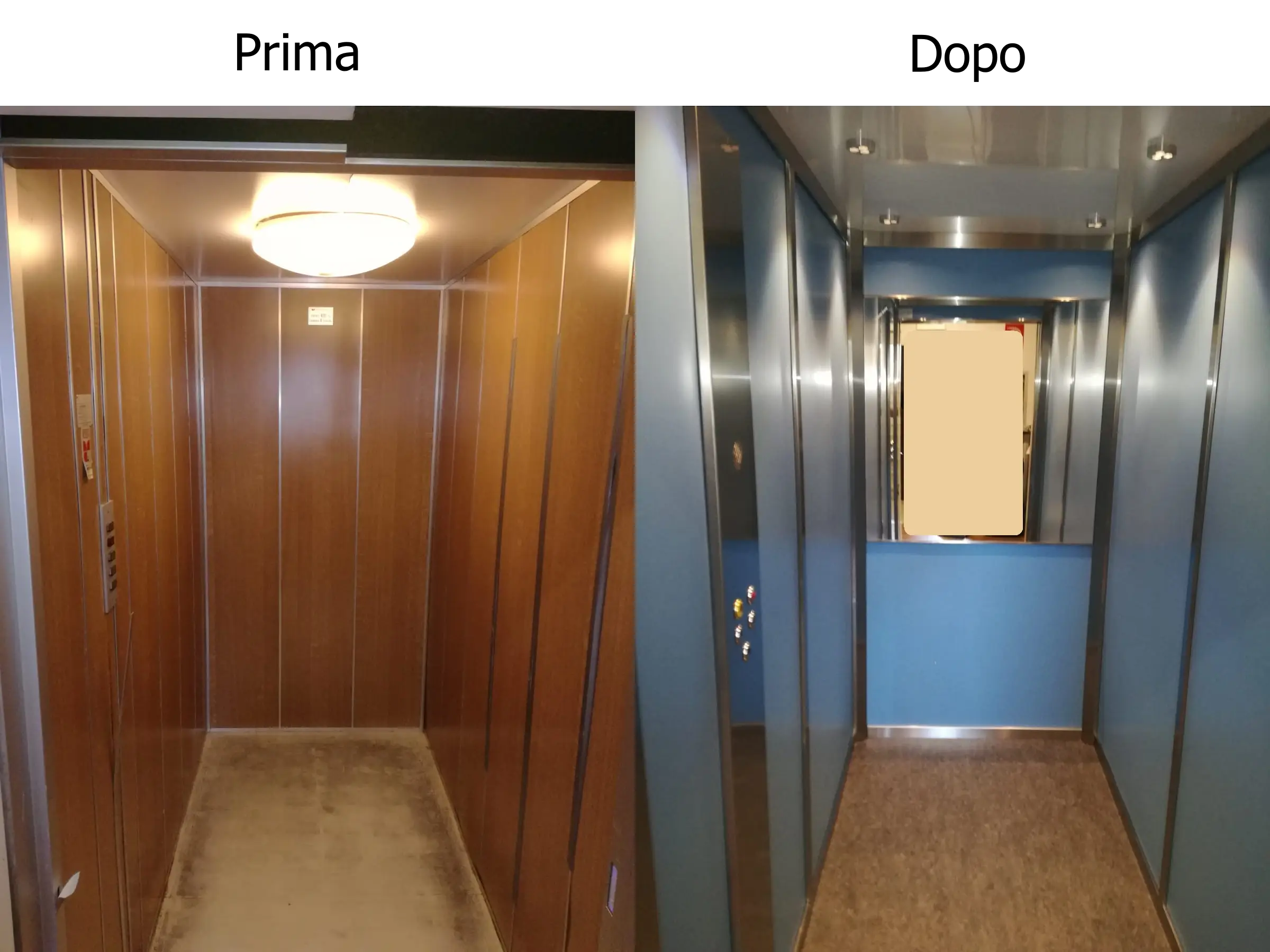 Vaglio srl - Linea cabine ascensori Torino - Restyling - Prima e dopo 4